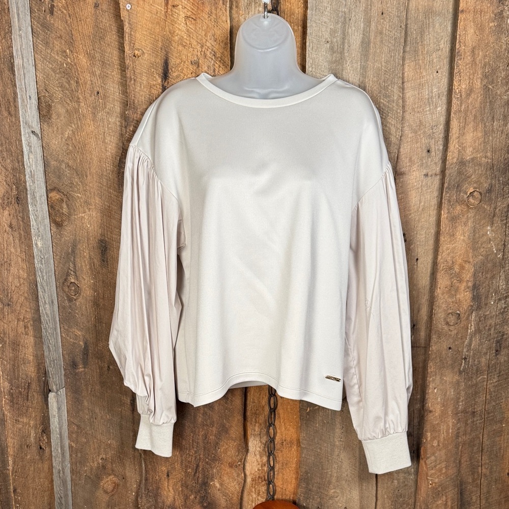 Marc New York Cream Sweater with Puffy Pleated Sleeves